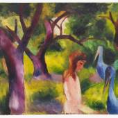 63 August Macke	 Mädchen mit blauen Vögeln (Kind mit blauen Vögeln), 1914. Öl auf Leinwand Schätzung: € 2.000.000 Ergebnis: € 2.545.000 