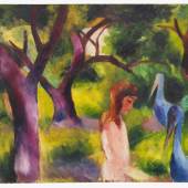  63 August Macke	 Mädchen mit blauen Vögeln (Kind mit blauen Vögeln), 1914. Öl auf Leinwand Schätzung: € 2.000.000 Ergebnis: € 2.545.000 