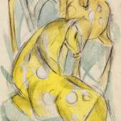 367 Franz Marc Zwei gelbe Tiere (Zwei gelbe Rehe), 1912/13. Aquarell und Bleistift Schätzpreis: € 200.000 - 300.000 