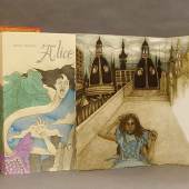 Priscilla Juvelis Inc. Booth Ediciones Dos Amigos edition (long out of print) of Lewis Carroll’s ALICE IN WONDERLAND with engravings by Alicia Scavino, from an edition of 25 copies.