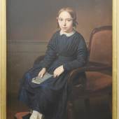 "Portrait eines sitzenden Mädchens",Öl auf Leinwand,wohl unsigniert,ca.122x89cm,um 1850