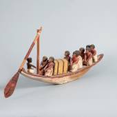 Galerie Cybele  Funerary model of a boat, Painted wood Length 70 cm Egypt, Middle Kingdom, Dynasty XI-XII, circa 2087-1759 BC
