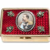  Lot 951 Fabergé – Geschenk-Tabatiere mit der Portraitminiatur Ferdinands I. Premiumpreis: 96.000 € (inkl. Aufgeld & MwSt.)