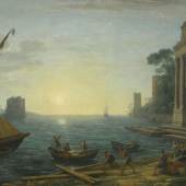 Claude Lorrain (Claude Gellée) (1600 - 1682), Ein Seehafen bei aufgehender Sonne, 1674, Leinwand, 72 x 96 cm © Bayerische Staatsgemäldesammlungen, Alte Pinakothek, München