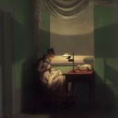 Georg Friedrich Kersting (1785 – 1847), Junge Frau, beim Schein einer Lampe nähend, 1823, Öl auf Leinwand, 40,3 x 34,2 cm © Bayerische Staatsgemäldesammlungen, Neue Pinakothek, München
