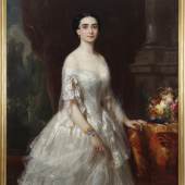 Wilhelm Amberg (1822-1899), Öl/Lw,  „Portrait einer eleganten Dame“, ca. 150x120cm, Limit €  2500,00