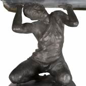 ROWAN GILLESPIE (1953 Blackrock, Irland), 'SOLON'S LAW' (1996), Bronze, braun patiniert, Kilkenny Limestone (Irisch Blau Kalkstein), 185 x 120 cm