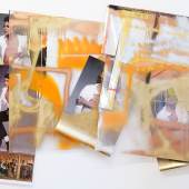 Isa Genzken (*1948), Wind II (Michael Jackson), 2009  Kunststofffolie, Farbdruck auf Papier, Spiegelfolie, Sprühfarbe, Plexiglas, Klebeband und Metall, 174 x 230 cm, © Galerie Buchholz, Berlin/Cologne/New York