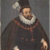 JOSEPH HEINTZ D.Ä. (ATTR.) 11. Juni 1564 Basel - 15. Oktober 1609 Prag, PORTRAIT DES KAISERS RUDOLF II, Öl auf Holztafel. 21,8 x 16,8 cm, Provenienz: Europäi-sche Privatsammlung