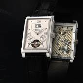 A. Lange & Söhne, A Fine And Rare Platinum Rectangular Tourbillon Wristwatch With Patented Stop-Seconds Mechanism, Date And Power Reserve Indication, Cabaret Tourbillon, circa 2011; lot 2052; Est. HK$800,000 - 1,200,000 / US$103,000 – 154,000