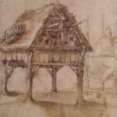 Abraham Bloemaert (Dutch 1566-1561), A Dovecote, ink and wash on paper, Lyman Allyn Art Museum, 1939.18. Master Drawings Vol. 55, No. 1