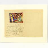 HÖLZEL-SCHÜLER, 20. Jh.: Brief eines Schülers an Adolph Hölzel mit Vignette "Christi Geburt", 31.Mai 1931. Los 1687, Aufruf 1 800 Euro. 
