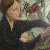 Vilma Eckl, Lesendes Mädchen. 1929, Öl auf Leinwand, 59,5 x 55,5 c