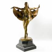Bez. POERTZEL (1876 - 1963) "Der gefangene Vogel", Bronze, meist goldfarben.