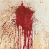 Lot 2203 Hermann Nitsch* Relikt (109. Aktion), 2001/2015 Acryl, Blut auf Stoff; ungerahmt 158 x 230 cm Schätzpreis: 70 000 - 140 000 €
