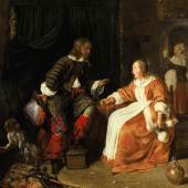 Gabriel Metsu AN OFFICER PAYING COURT TO A YOUNG WOMAN Estimate  6,000,000 — 8,000,000  USD