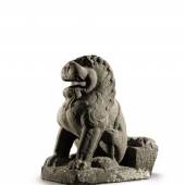 A Large Gray Stone Figure Of A Seated Lion Northern Wei Dynasty Height 19 in., 48.3 cm Est. $60/80,000 Sold for $212,500