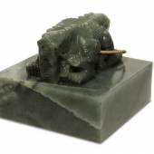 Property From A Canadian Private Collection A Jade 'Feng San Wu Si Zhi Bao' Seal 19th / Early 20th Century E Length 4 7/8  in., 12.5 cm; Width 4 7/8  in., 12.5 cm Est. $20/30,000 Sold for $ 286,000