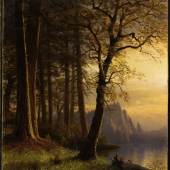 Lot 83 Albert Bierstadt Sunset In California, Yosemite signed ABierstadt (lower left) oil on canvas 28 1/2 by 22 inches (72.4 by 55.9 cm) Estimate $1/1.5 million
