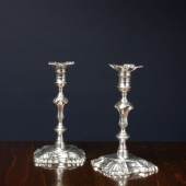Lot 3238 A Rare Pair Of American Silver Candlesticks, Myer Myers, New York, circa 1750-65 height 8 1/4 in. 20.9cm 34oz 18dwt 1085g Est. $150/250,000 Sold for $150,000