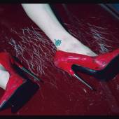Lot 237 Steven Klein Killer Heels unique chromogenic print, flush-mounted to aluminum, 2014, printed in 2017, no. one in an edition of one; accompanied by a signed, dated, and editioned Certificate of Authenticity (2) 34 by 60 3/8  in. (86.4 by 153.4 cm.) Estimate $18/22,000