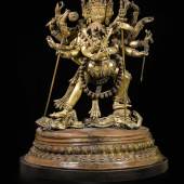 Property From A Private Berlin Collector A Monumental Gilt-Copper Group Of Chakrasamvara And Vajravarahi  Nepal, 16th/17th Century 19 in. (48.5 cm) Estimate $100/150,000 