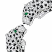 9694 lot 302 Diamond, Onyx and Emerald ‘Double Panther’ Bracelet, Cartier, France