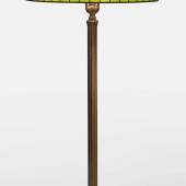 Lot 334 Tiffany Studios “Magnolia” Floor Lamp with a "Chased Pod" Senior floor lamp base and a "Pig Tail" finial shade impressed TIFFANY STVDIOS N.Y. 1599 leaded glass and gilt bronze 79 in. (200.7 cm) high 28 1/8  in. (71.4 cm) diameter of shade  circa 1920 Estimate $400/600,000