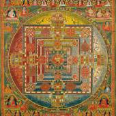 A Mandala Depicting Kalachakra And Vishvamata Tibet, first half 16th Century  54.6 x 49.5 cm Estimate $700/900,000 