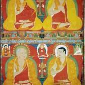 A Thangka Depicting Four Kagyu Hierarchs Tibet, circa 1225 80 by 55.5 cm Estimate $800/1,200,000 