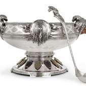Lot 394 $312,500 (£226,040) $125,000 - 175,000 Private American Collector American silver and copper "Indian" punch bowl and ladle, attributed to Joseph Heinrich, New York, circa 1900-15