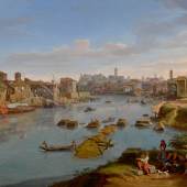 Lot 53 From The Collection Of J. E. Safra Gaspar van Wittel, called Vanvitelli Rome, A View Of The Port Of Ripa Grande signed with initials and dated on the stone lower right: G.W./1690 oil on canvas 20 1/4  by 39 3/4  in.; 51.5 by 101 cm. Estimate $800/1.2 million