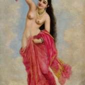 Lot 23 Property From A Private American Collection Raja Ravi Varma Untitled (Tillottama) Oil on canvas Signed ‘Ravi Varma’ and dated indistinctly lower left 20 by 13 1/4 in., 50.8 by 33.5 cm. Painted circa 1896 Estimate $400/600,000 Sold for $795,000