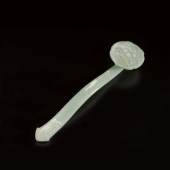 Lot 653 A Pale Celadon Jade Ruyi Scepter Qing Dynasty, 19th Century Length 18 1/2  in., 47 cm Estimate $40/60,000 Sold for $399,000