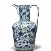 Lot 110 Property from the Detring/Von Hanneken Collection An Exceptionally Rare and Important Blue and White Ewer Xuande Mark and Period Height 13 in., 33 cm Estimate $600/800,000 Sold for $3,135,000