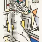 Lot 42 Roy Lichtenstein Nude with Yellow Pillow (C. 283) Relief print in colors, 1994, signed in pencil, dated and numbered 59/60 (total edition includes 12 artist's proofs), from the Nudes series, on Rives BFK wove paper, with the blindstamp of the publisher, Tyler Graphics Ltd., Mount Kisco, New York, framed image: 1174 by 940 mm 46 1/4 by 37 in sheet: 1335 by 1095 mm 52 5/8 by 43 1/8 in Estimate $100/150,0