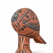 Lot 101 Pablo Picasso Hibou (A.R. 224) Terre de faïence sculpture painted in colors, 1953, numbered 23, from the edition of 25, inscribed 'Edition Picasso' height: 328 mm 12 7/8 in Estimate $60/80,000  Sold for $100,000