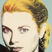 Lot 46 Andy Warhol Grace Kelly (F. & S. II.305) Screenprint in colors, 1984, signed in pencil and numbered 156/225 (total edition includes 30 artist's proofs), on Lenox Museum Board, printed by Rupert Jasen Smith, New York, published by the Institute of Contemporary Art, University of Pennsylvania, Philadelphia, and with their inkstamp on the verso, framed sheet: 1016 by 813 mm 40 by 32 in Estimate $80/120,00