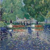 Lot 92 Sold For The Benefit Of The Museum Of Fine Arts, Boston George Benjamin Luks The Swan Boats signed George Luks (lower right) oil on canvas 30 by 25 inches; 76.2 by 63.5 cm Painted circa 1922. Estimate $500/700,000 Sold for $1,155,000