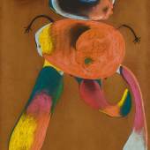 Joan Miró Figure Signed Joan Miró, titled and dated Octobre 1934. (on the verso) Pastel and pencil on velours paper 42 1/2 by 28 5/8 in. 107.9 by 72.7 cm Executed in October 1934. Estimate $7/10 million