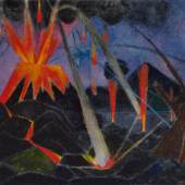 Lot 49 Masterworks of Mexican Modernism: Property from a Distinguished Private Collection Rufino Tamayo Paisaje del Paricutín (Volcán en Erupción) (Landscape of el Paricutín) Signed Tamayo and dated 47 (lower right) Oil and sand on canvas 30 1/8 by 40 1/8 in. 76.5 by 102 cm Painted in 1947. Estimate $1.3/1.8 million