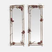 Lot 260 Property of a Distinguished West Coast Collector Claude Lalanne A Pair of Unique "Végétale" Mirrors numbers 1 and 2 from an edition of 2 each mirror inscribed CL, impressed 86/LALANNE and respectively numbered R/1 and R/2 gilt bronze, galvanized copper, mirrored glass one: 99 x 38 in. (251.5 x 96.5 cm) the other: 100 x 42 in. (254 x 106.7 cm) 1986 Estimate $500/800,000
