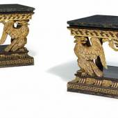  Paar Konsoltische mit zwei Adlern England | Kiefer geschnitzt, tlw. vergoldet und in Holzmaser gefasst  Ergebnis: 93.750 Euro