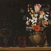  Georg Flegel Stillleben mit Blumenstrauss und Glaspokalen Öl auf Leinwand, ca. 1610/20er Jahre 43 x 54 cm (16.9 x 21.2 in) Schätzpreis: € 90.000-120.000