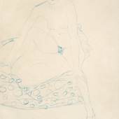 GUSTAV KLIMT Sitzender Akt von vorne, um 1910 Blauer Farbstift auf Papier 56 x 37 cm
