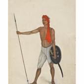 A Trooper of Skinner's Horse Holding a Spear, From The Fraser Album, Company School, Haryana, Hansi, circa 1815-16 (est. £80,000-120,000)