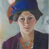 Abb.: August Macke, Frau des Künstlers mit Hut, 1909, Münster, LWL-Museum für Kunst und Kultur, Westfälisches Landesmuseum, © LWL-MKuK – ARTOTHEK