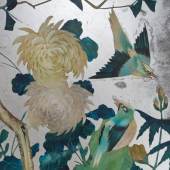 Hinterglasmalerei, Blüten und Vögel (Ausschnitt)