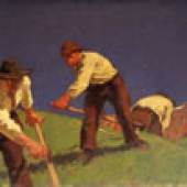 ALBIN EGGER- LIENZ Die Bergmäher, 1907 The Reapers Öl auf Leinwand Oil on canvas 94,3 x 149,7 cm  Inv.Nr. 716