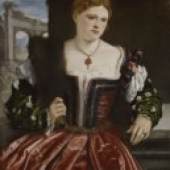 Alessandro Bonvicino, gen. Il Moretto, zugeschrieben
Bildnis einer jungen Dame, 1540 Öl auf Leinwand, Höhe 101 cm, Breite 82 cm KHM, Inv.-Nr. GG 1914